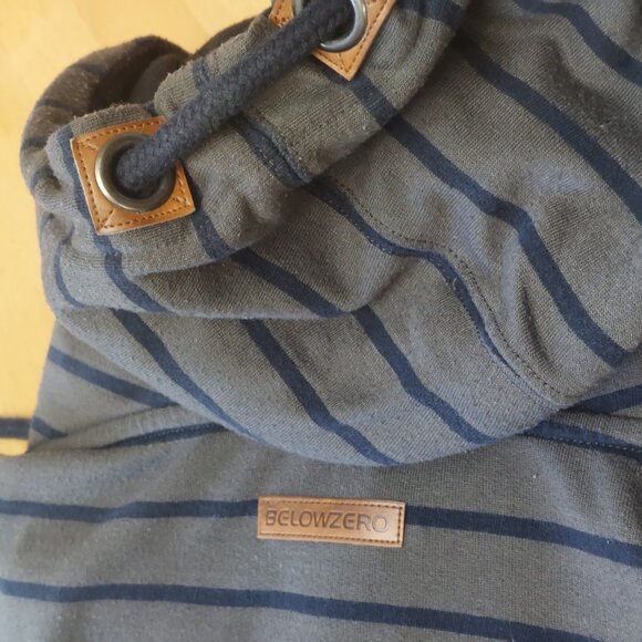 Men's BELOWZERO Switzerland Hooded Striped Sweatshirt Leather Accents Size XL - Picture 11 of 13